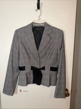 Isabella Demarco Gray Plaid Peplum Jacket